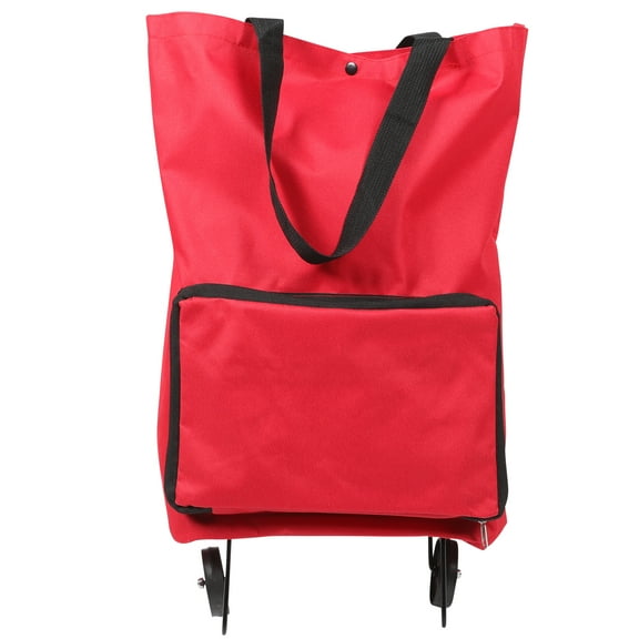WRITWAA Foldable Shopping Trolley Bag Red PVC Storage 1Set for Adults