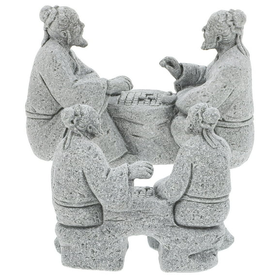 Qiysamall Garden Figurines Outdoor Decor Sandstone Zen Figurine Chinese Elder Statue Flower Pot Figure for Landscape Decoration 2pcs