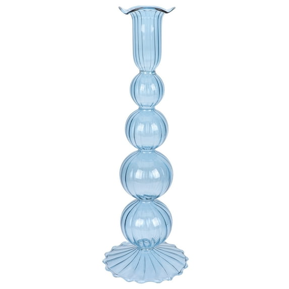 Qiysamall Glass Scented Candle Holder Delicate Candle Stick Candlestick Ornament for Party (Blue)