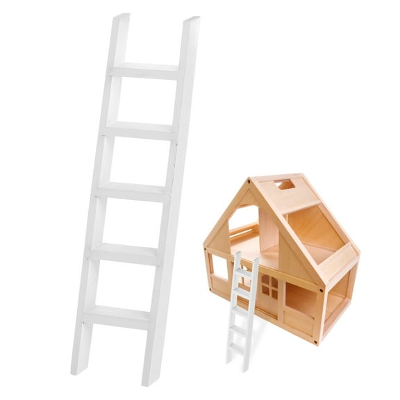 Qiysamall Ladder Wooden 1: 12 Ladder Miniature Ladder DIY Straight Step Ladder Accessory for ( White )