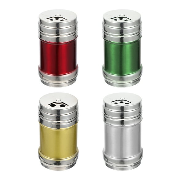 Qiysamall Pepper Barbecue Jar: 4pcs Stainless Steel Salt Shaker Rotatable Lid Salt Jar for Kitchen Grilling Supplies