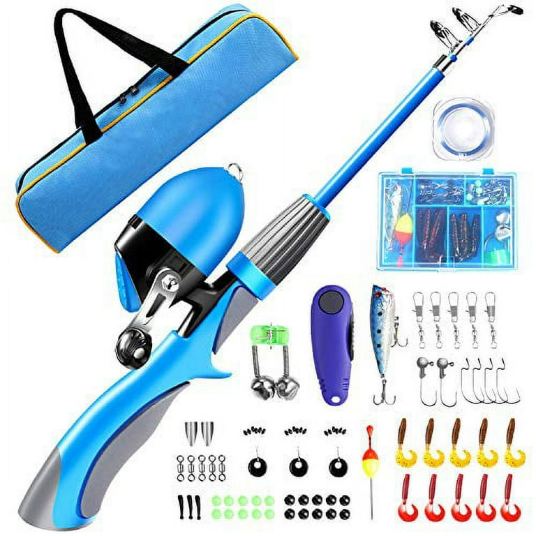 QiyuanLS Kids Fishing Pole Kit, Portable Telescopic Fishing Rod and Reel  Combo with Travel Bag, Tackle Box and Spincast Fishing Reel, Fishing Gear  for Youth, Girls, Boys (1.2M) 