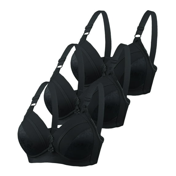Qiyuancai 3PC Women's Comfortable No Steel Ring Thin Size Large Women's Gathering Underwear With Top Collection And Anti Drop Bra Woman's Bra
