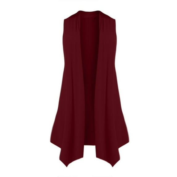 Qiyuancai Women's Sleeveless Draped Open Front Cardigan Vest Asymmetric Hem Blouse Tops Womens plus Size Wear