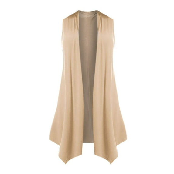 Qiyuancai Women's Sleeveless Draped Open Front Cardigan Vest Asymmetric Hem Blouse Tops Womens plus Size Wear