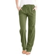 thumbnail image 1 of Qiyuancai Womens Casual Solid Color Loose Pockets Elastic Belt Waist Pants Long Trousers Womens Business Casual Pants Elastic Waist, 1 of 6
