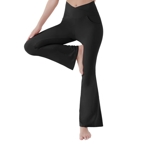 Qiyuancai Womens High Waist Pant Soft Sport Yoga Leggings Workout Running Trousers Yoga Dress Pants for Women plus Size