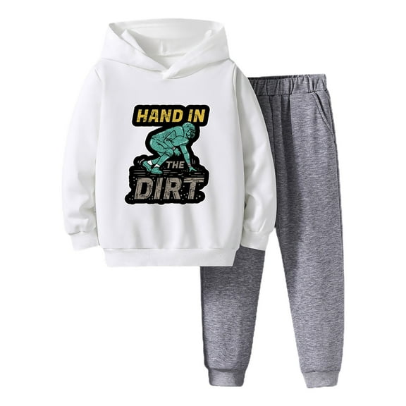 Qiyugyxx Little Boys Outfit Set Casual Letter Print Hoodie Sweatpants Kids Dailywear Sweatsuit