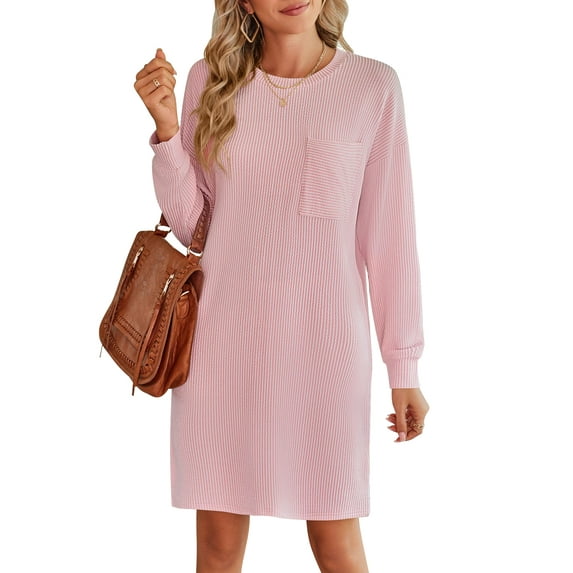 Qiyulanc women dresses autumn crew neck long sleeve mini shirtdress casual female clothing sizes S-XXL