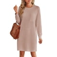 thumbnail image 1 of Qiyulanc women dresses autumn crew neck long sleeve mini shirtdress casual female clothing sizes S-XXL, 1 of 7