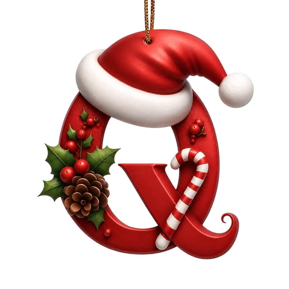 Qjidjing 1Pc Christmas Initial Letter Ornaments, Acrylic Personalized Letter Hanging Pendants, DIY Trimmings, for Xmas Tree, Winter Holiday Gifts