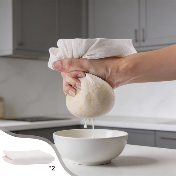 Qjidjing 2Pcs Cheese Cloths with Closed Edges Fabric Fine Mesh Cloth, 20x20 Inch, 100% Cotton for Straining, Cooking