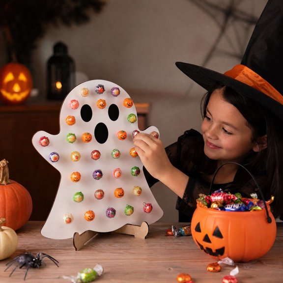 Qjidjing Halloween Candy Rack, Wooden Lollipop Stand, Tabletop Layout, Dessert Table, Holiday Party, Buffet Display