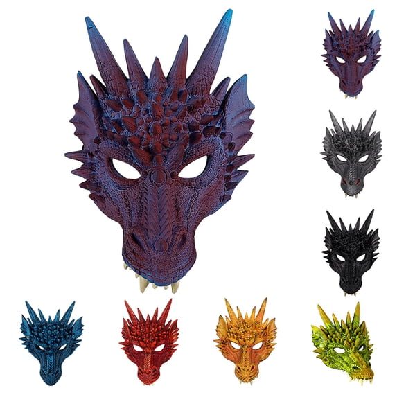 Qjidjing Halloween Foam Dragon Mask, 3D Loong Face Cover, for Carnival Costume Party, Night Event, Home Gathering Props