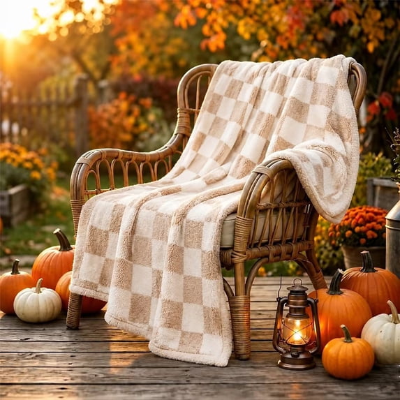 Qjidjing Halloween Harvest Throw Blanket, Fall Sofa Cover, Soft Cozy Leaf Pattern Fabric, Dual Holiday Style, Sofa Couch, Bedside Area, Thanksgiving Home Interior