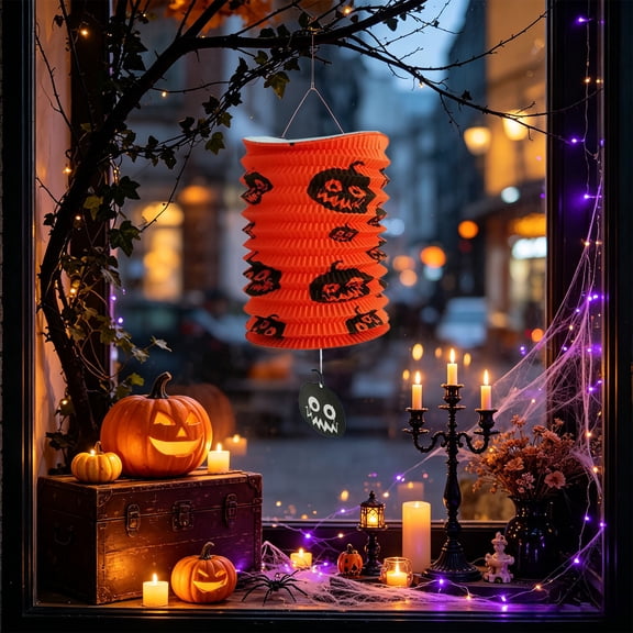 Qjidjing Halloween Paper Lantern, Accordion Pleated Decor, Foldable Hanging Pendants, For Indoor Room, Outdoor Porch, Party Ceiling Display