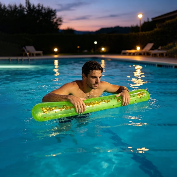 Qjidjing Leakproof Inflatable Swimming Float Stick, High Buoyancy Training Rod, Auxiliary Float Equipment for Adults Summer Pool Beach Sports Green