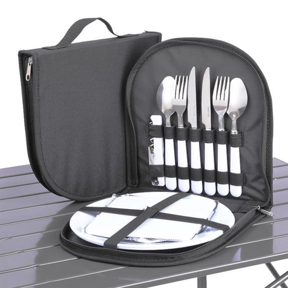 Qjidjing Outdoor Camping Cookware Storage Bag, Safe Cutlery Organizer Pouch, Carry Tote for Picnic Barbecue Trip Kitchen Utensil Sorting Black