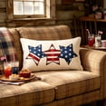 thumbnail image 1 of Qjidjing Patriotic Pillowcase, Backrest Cover, Fabric Decorated with Five Pointed Star and Flag Letter Printed, for Sofa Backrest Decor, Bedroom, Independence Day Home Holiday Ornament, 1 of 6