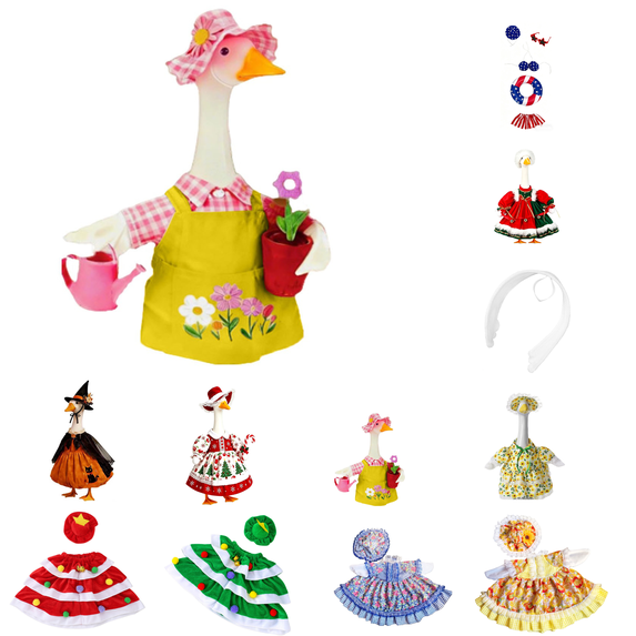 Qjidjing Porch Goose Statue Outfit, for 23 Inch, Garden Goose Ornament Costume, Outdoor Yard Festival Holiday Decoration