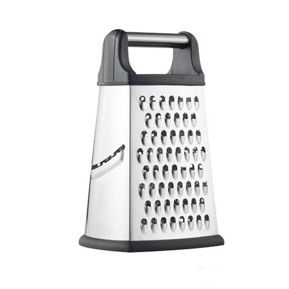 Qjidjing Rectangular 4-Sided Grater with Handle, Stainless Steel Kitchen Food Cutter, Shredder for Fruit, Vegetable, Cheese, Nutmeg, Dishwasher Safe