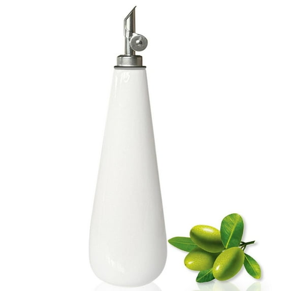 Qlans Ceramic Olive Oil Bottle Dispenser for Kitchen, Large Capacity 19oz Oil and Vinegar Bottles Dispenser, Oil Container, Kitchen bottle for oil vinegar syrups (white)