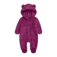 thumbnail image 1 of Qlbmong Newborn Boy Girl Clothes Toddler Winter Warm Infant Fleece Unisex Hooded Footed Onesie Cute Rompers, 1 of 4