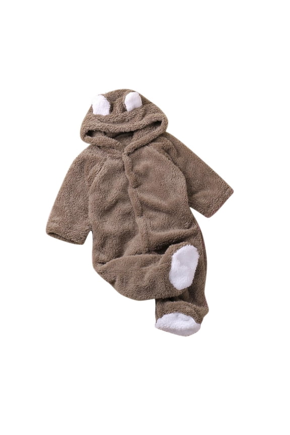 Toddler Baby Clothes Onesie Fleece Warm Boy Girl Hooded Footed Unisex Infant Cute Newborn Clothes