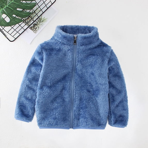 Qlbmong Unisex Baby Clothes Long Sleeve Loose High Neck Zipper Boy Girl Fleece Cute Warm Comfy Jackets