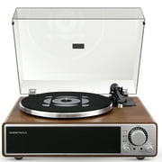 Qlearsoul ONE-Q Vinyl Record Player, All-in-one HiFi Turntables with Built in Speakers, Bluetooth 5.4, Phono Preamp, Magnetic Cartridge AT-3600L, 33/45 RPM Two Speed, Aux-in, Auto Off