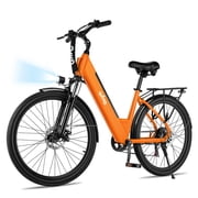 Qlife Cityone ST 26" Electric Bike for Adults,500W Hub Motor,Max 25 MPH Ebikes,48V 7.8Ah Removable Battery,7-Speed,Front Suspension,Mechanical Disc Brakes,(Oran