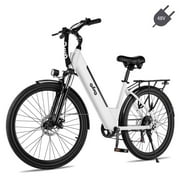 Qlife Cityone 26" Electric Bike for Adults, Peak Over 750W Step-Through Ebike, Over 20Mph, Removable Battery Ebikes with 7 Speed, UL2849(White)