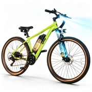 Qlife 26 Adult Electric Mountain Bike, 48V 7.8Ah Removable Battery, Max 28MPH, 7 Speed, Lock Out Suspension, Peak 1000W Hub Motor Mechanical Disc Brake eBike for men&women Green