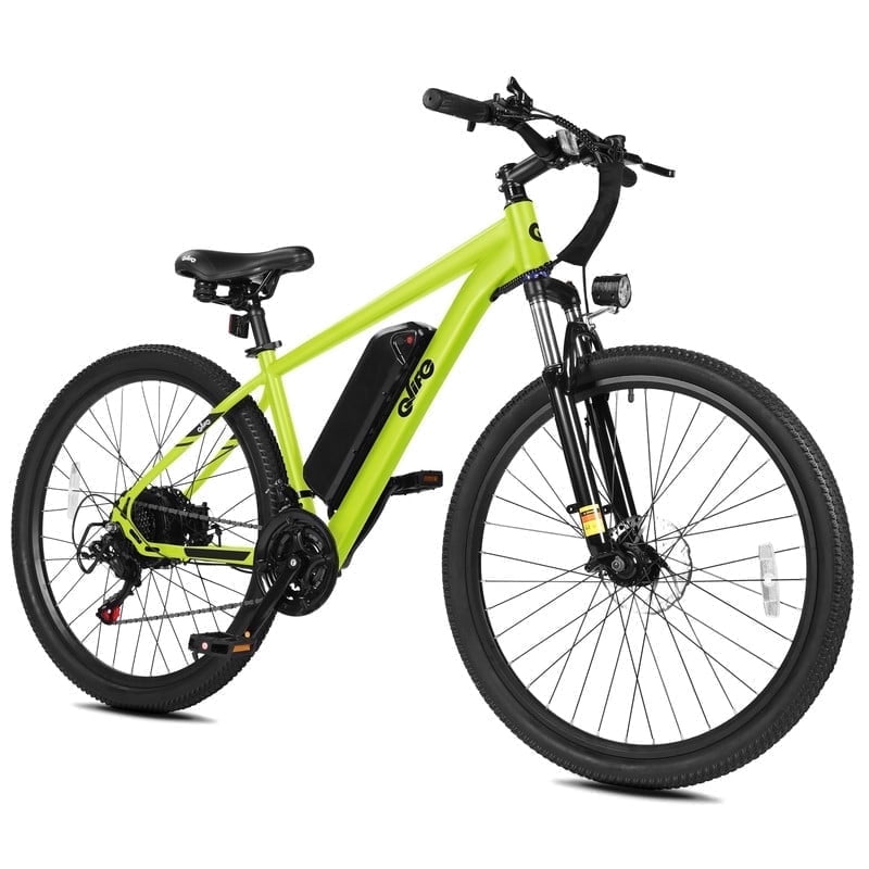 Qlife Electric Bike for Adults - 21-Speed Mountain Lightweight Ebike with Peak 1000W 25MPH Brushless Motor, 375Wh Removable Battery, 48V 7.8Ah Green