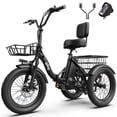 thumbnail image 1 of Qlife Triker 2.0 Electric Tricycle for Adults, 18" Folding Electric Trike, 350W Motor Peak 1200W 48V 13AH Step-Thru Etrike, 18MPH Up to 50 Miles 3-Wheel Electric Bike (Black) with Mirror & Phone Bag, 1 of 11