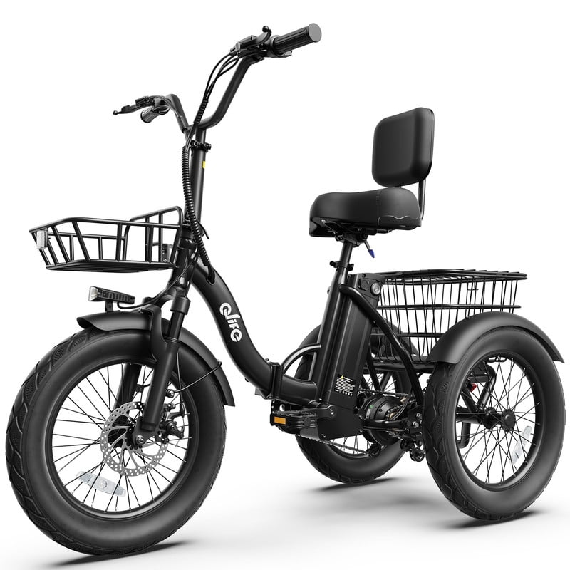 Qlife Triker 2.0 Electric Tricycle for Adults, 18" Folding Electric Trike, 350W Motor Peak 1200W 48V 13AH Step-Thru Etrike, 18MPH Up to 50 Miles 3-Wheel Electric Bike (Blue)