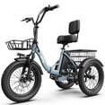 thumbnail image 1 of Qlife Triker 2.0 Electric Tricycle for Adults, 18" Folding Electric Trike, 350W Motor Peak 1200W 48V 13AH Step-Thru Etrike, 18MPH Up to 50 Miles 3-Wheel Electric Bike (Blue), 1 of 9
