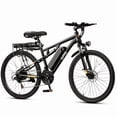 thumbnail image 1 of Qlife Racer 27.5" Electric Bicycle for Adults, Full Suspension 21-Speed Mountain Ebike with 500W Brushless Motor, 48V 10.4AH Removable Battery Max 28mph, (Black) with Fender & Rear Rack, 1 of 6