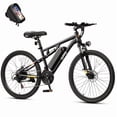 thumbnail image 1 of Qlife Racer 27.5 Inch Electric Bicycle for Adults, Full Suspension 21-Speed Mountain Ebike with More Than 1200W 28MPH Brushless Motor,(Black) with Phonebag, 1 of 7