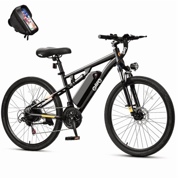 Qlife Racer 27.5" Electric Bicycle for Adults, Full Suspension 21-Speed