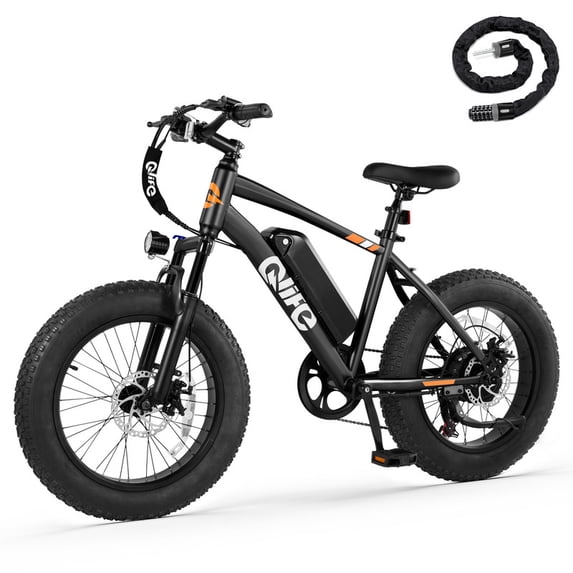 Qlife Racer Fat Tire Electric Bike For Adults, Max 28MPH Mountain Ebike with 500W Motor, 20x4.0"Tire Step Over E-MTB,48V 10.4Ah Removable Battery with Free Lock,Black