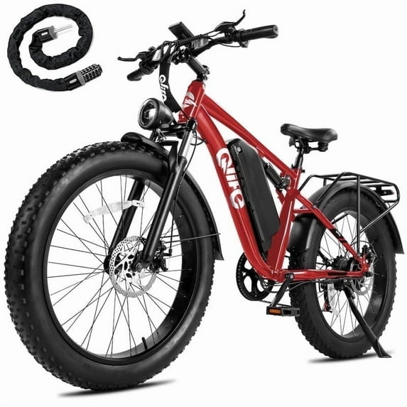 Qlife Racer Plus Electric Bike for Adults Peak 749W Motor Up to 19.8MPH, 4.0 Fat Tire Electric Mountain Bicycle with 48V 15.6AH Battery, 7 Speed Full Suspension Ebike(White)