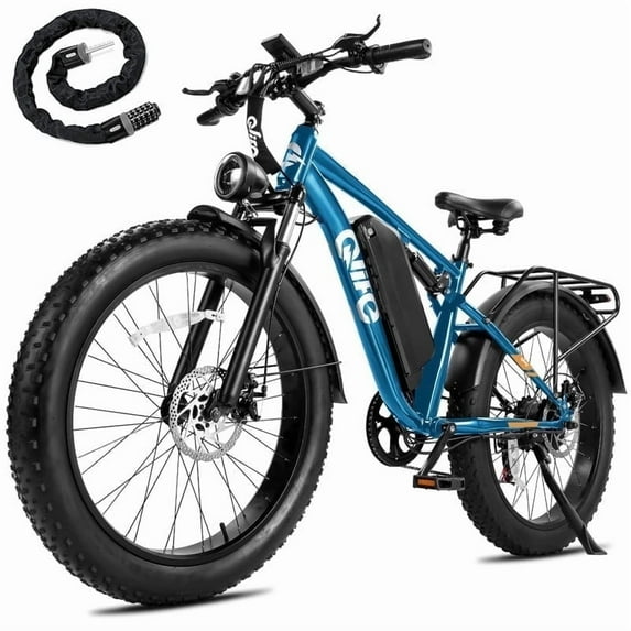 Qlife Racer Plus Electric Bike for Adults Peak 749W Motor Up to 19.8MPH, 4.0 Fat Tire Electric Mountain Bicycle with 48V 15.6AH Battery, 7 Speed Full Suspension Ebike(White)