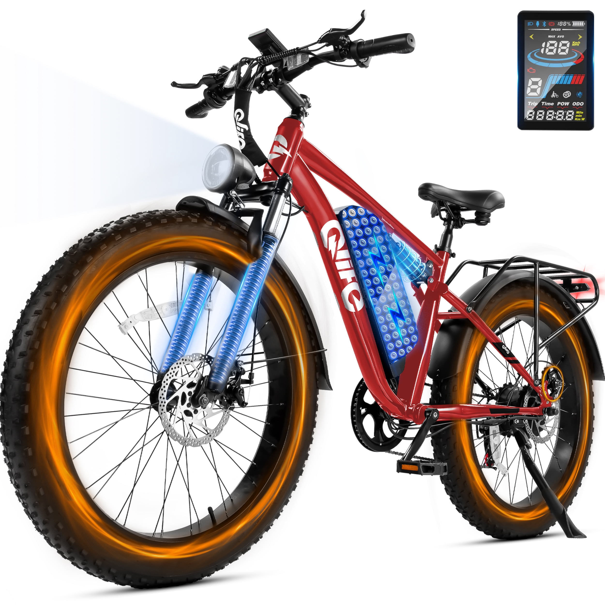 Qlife Racer Plus Electric Bike for Adults Peak 1500W Motor Up to 36MPH, 4.0 Fat Tire Mountain Bicycle with 48V 15.6AH 7 Speed Full Suspension ... Qlife Racer Plus Electric Bike for Adults Peak 1500W Motor Up to 36MPH, 4.0 Fat Tire Mountain Bicycle with 48V 15.6AH 7 Speed Full Suspension ...