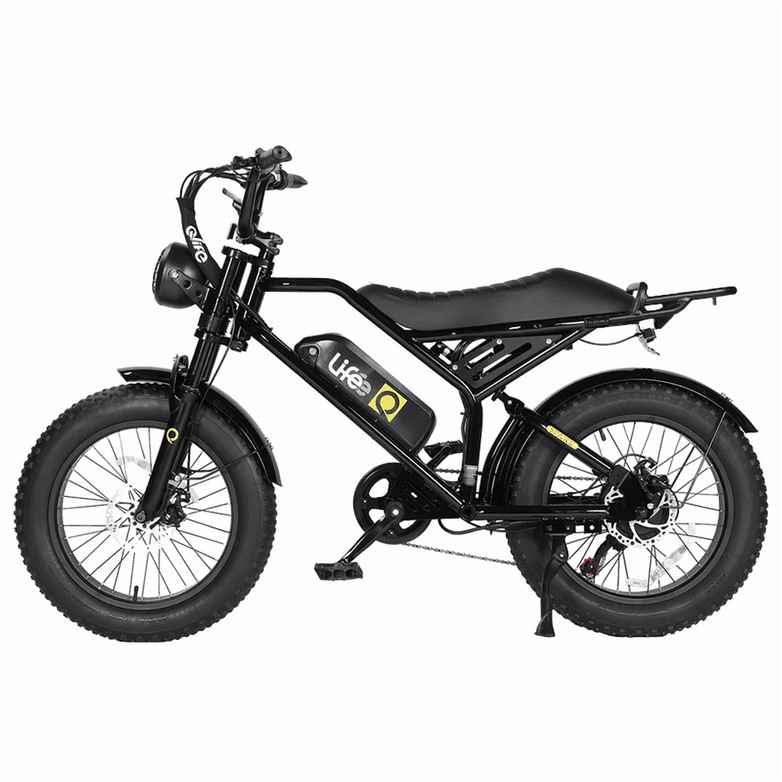 Qlife Spark Electric Bike for Adults, 1500W Peak Motor 20" Fat Tires over 28 MPH(Unlock to 35MPH) EBike Moped, Over 624 Wh Electric Bicycle, with Dual Suspension & Brakes Motorcycle UL2849 Black
