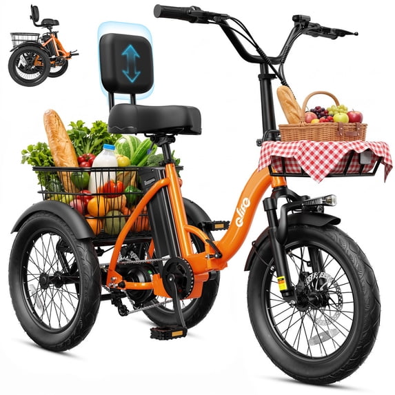 18mph Qlife Triker 2.0 Folding 3 Wheel Electric Tricycle for Adults, 18