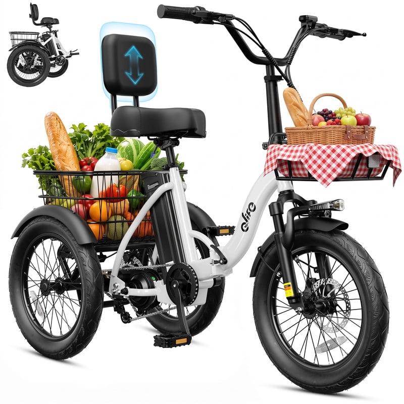 Qlife Triker 2.0 Folding 3 Wheel Electric Tricycle for Adults, 18