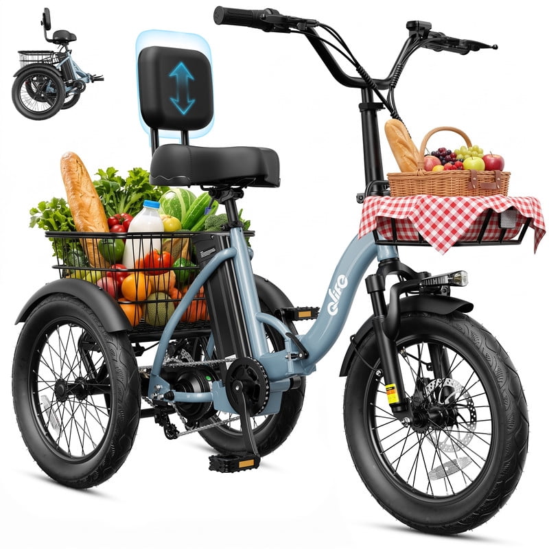 Qlife Triker 2.0 Folding 3 Wheel Electric Tricycle for Adults, 18