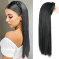 thumbnail image 1 of Qliuoazw 26inch Long Straight Hairpiece Headband Wig With Braid Hair Accessories Synthetic Cover Wig Natural Straight Natural Hairpiece Half Wig, 1 of 4