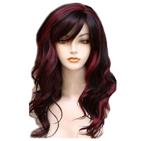 Qliuoazw 3-color Women's Multicolor Long Curly Hair Bangs Chemical Fiber